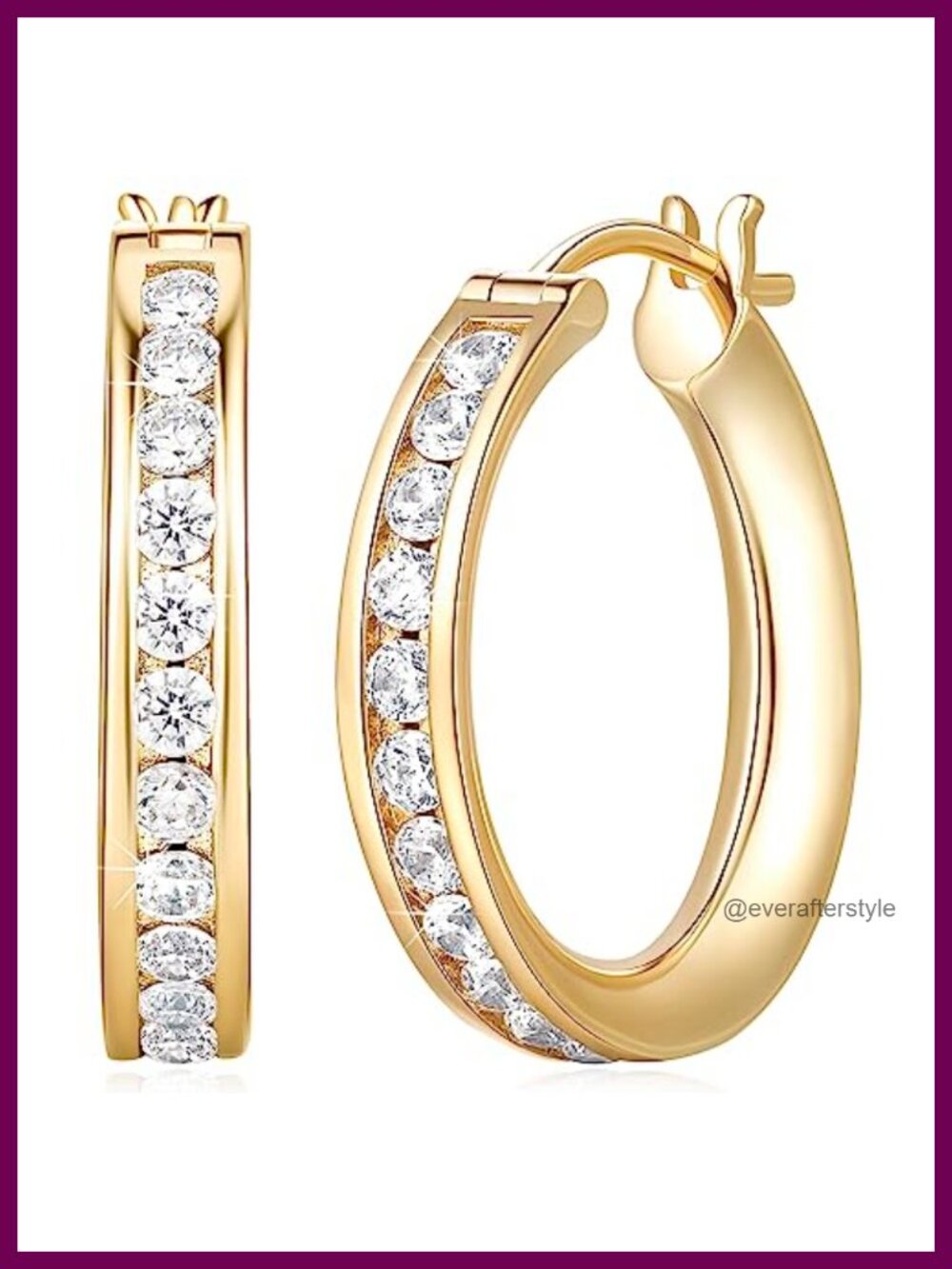 14K Gold Plated Hoop Earrings for Women Cubic Zirconia 20mm